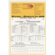 LANCASHIRE V NORTHAMPTONSHIRE 1996 (BENSON AND HEDGES FINAL) CRICKET SCORECARD