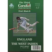 ENGLAND V WEST INDIES 1991 3RD TEST (TRENT BRIDGE) CRICKET PROGRAMME