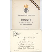 HAMPSHIRE CCC DINNER MENU 1973 (TO CELEBRATE WINNING THE 1973 COUNTY CHAMPIONSHIP)