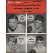 ERNIE RODERICK V ERIC BOON 1947 BOXING PROGRAMME