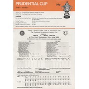 INDIA V WEST INDIES 1983 WORLD CUP CRICKET SCORECARD