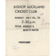 BISHOP AUCKLAND CRICKET CLUB 1962 PROGRAMME - PETER WISHART