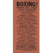 CHARLIE KNOCK V JIM TEASDALE 1938 (HANLEY) BOXING FLYER