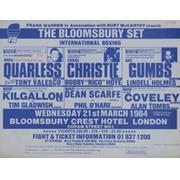 ERROL CHRISTIE V BOBBY HOYE 1984 (BLOOMSBURY) BOXING FLYER