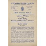 LEYTON ORIENT V READING 1947-48 FOOTBALL PROGRAMME