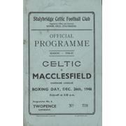 STALYBRIDGE CELTIC  V MACCLESFIELD 1946-47 FOOTBALL PROGRAMME