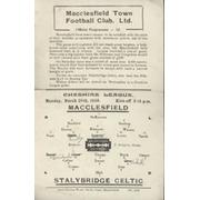 MACCLESFIELD TOWN V STALYBRIDGE CELTIC 1947-48 FOOTBALL PROGRAMME