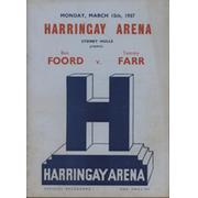 BEN FOORD V TOMMY FARR 1937 BOXING PROGRAMME