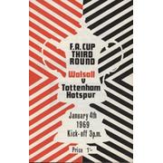 WALSALL V TOTTENHAM HOTSPUR (FA CUP 3RD RD) 1968-69 FOOTBALL PROGRAMME