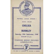 CHELSEA V BURNLEY 1948-49 FOOTBALL PROGRAMME