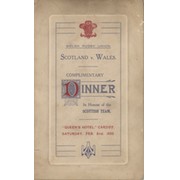 WALES V SCOTLAND 1935 DINNER MENU - SIGNED BY SCOTTISH TEAM