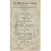 CAMBRIDGE OLD WELLINGTONIANS 1919 SIGNED DINNER MENU