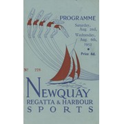 NEWQUAY REGATTA & HARBOUR SPORTS 1952 ROWING PROGRAMME