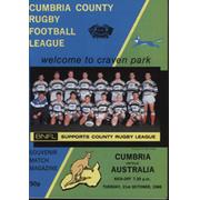 CUMBRIA V AUSTRALIA 1986 RUGBY LEAGUE PROGRAMME