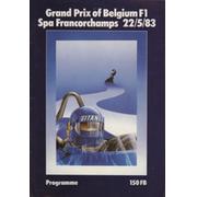 BELGIAN GRAND PRIX 1983 OFFICIAL PROGRAMME