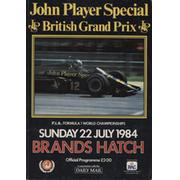 BRITISH GRAND PRIX 1984 OFFICIAL PROGRAMME