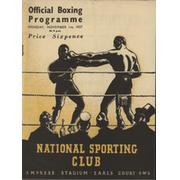 JACK KID BERG V GEORGE ODWELL 1937 BOXING PROGRAMME