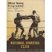 JACK CARRICK V JOHNNY FINNERTY 1937 BOXING PROGRAMME