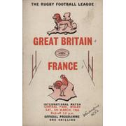 GREAT BRITAIN V FRANCE 1966 RUGBY LEAGUE PROGRAMME