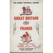 GREAT BRITAIN V FRANCE 1964 RUGBY LEAGUE PROGRAMME