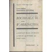 ROCHDALE V WARRINGTON 1965 (LANCASHIRE CUP FINAL) RUGBY LEAGUE PROGRAMME
