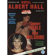 JIMMY CABLE V NICK WILSHIRE (LIGHT MIDDLEWEIGHT BRITISH TITLE) 1984 BOXING PROGRAMME