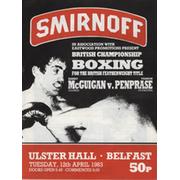 BARRY MCGUIGAN V VERNON PENPRASE 1983 BOXING PROGRAMME