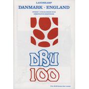 DENMARK V ENGLAND 1989 FOOTBALL PROGRAMME
