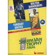 BOLTON WANDERERS V TORQUAY UNITED 1989 (SHERPA VAN TROPHY FINAL) FOOTBALL PROGRAMME