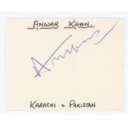 ANWAR KHAN (PAKISTAN) CRICKET AUTOGRAPH