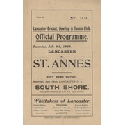 LANCASTER V ST. ANNES 1949 CRICKET PROGRAMME