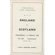 ENGLAND V SCOTLAND (YOUTH INTERNATIONAL) 1966-67 FOOTBALL PROGRAMME - THE DELL