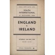 ENGLAND V IRELAND (YOUTH INTERNATIONAL) 1948-49 FOOTBALL PROGRAMME - BOOTHFERRY PARK