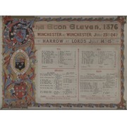 ETON V WINCHESTER & V HARROW 1876 ILLUMINATED SCORECARD (INCLUDING IVO BLIGH, MONTAGUE DRUITT ETC.)