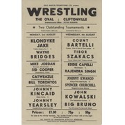 WRESTLING FLYER 1971 (CLIFTONVILLE) - INCLUDING COUNT BARTELLI, CATWEAZLE, WAYNE BRIDGES ETC.