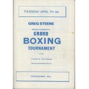 DAVID PEARCE V AL SYBEN 1983 BOXING PROGRAMME