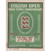 ENGLISH OPEN TABLE TENNIS CHAMPIONSHIPS - SOUVENIR PROGRAMME 1955