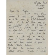 GERARD ROTHERHAM (WARWICKSHIRE) 1946 CRICKET LETTER