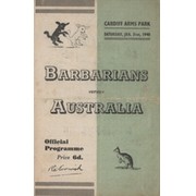 BARBARIANS V AUSTRALIA 1948 RUGBY PROGRAMME