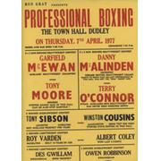 GARFIELD MCEWAN V TONY MOORE (DUDLEY TOWN HALL) 1977 BOXING FLYER POSTER