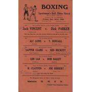 JACK VINCENT V DICK PARKER (SHEFFIELD) 1932 BOXING FLYER POSTER