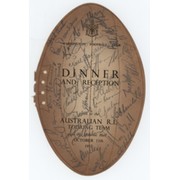 AUSTRALIA 1952 SIGNED RUGBY LEAGUE DINNER MENU