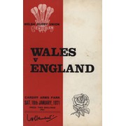 WALES V ENGLAND 1971 RUGBY UNION PROGRAMME (WALES GRAND SLAM SEASON)