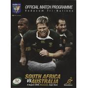 SOUTH AFRICA V AUSTRALIA 2009 RUGBY UNION PROGRAMME