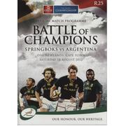 SOUTH AFRICA V ARGENTINA 2012 RUGBY UNION PROGRAMME