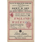 WALES V ENGLAND 1951 RUGBY UNION PROGRAMME
