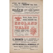 WALES V ENGLAND 1953 RUGBY UNION PROGRAMME