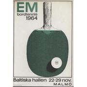 EM BORDTENNIS 1964  (EUROPEAN TABLE TENNIS CHAMPIONSHIPS 1964) TOURNAMENT POSTER