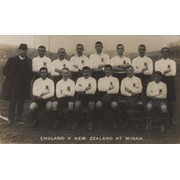 ENGLAND RUGBY LEAGUE TEAM 1908 POSTCARD - BEFORE MATCH V NEW ZEALAND (SECOND EVER INTERNATIONAL MATCH)