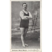 PROFESSOR HARRY HARPER ("THE HUMAN SUBMARINE") SIGNED SWIMMING POSTCARD